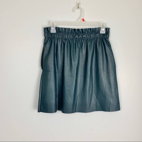 Zara Knit Faux Leather Skirt- Paper Bag Style-Elastic Waist - Picture 1 of 5